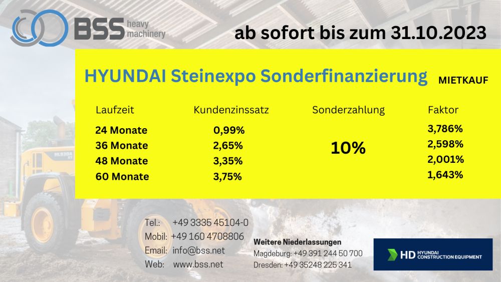 Hyundai Baumaschinen Sonderfinanzierung